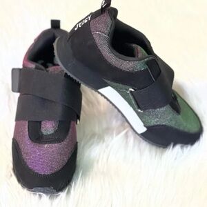 Juicy Couture Metallic Black/Purple/Green Velcro Trainers women’s size 7